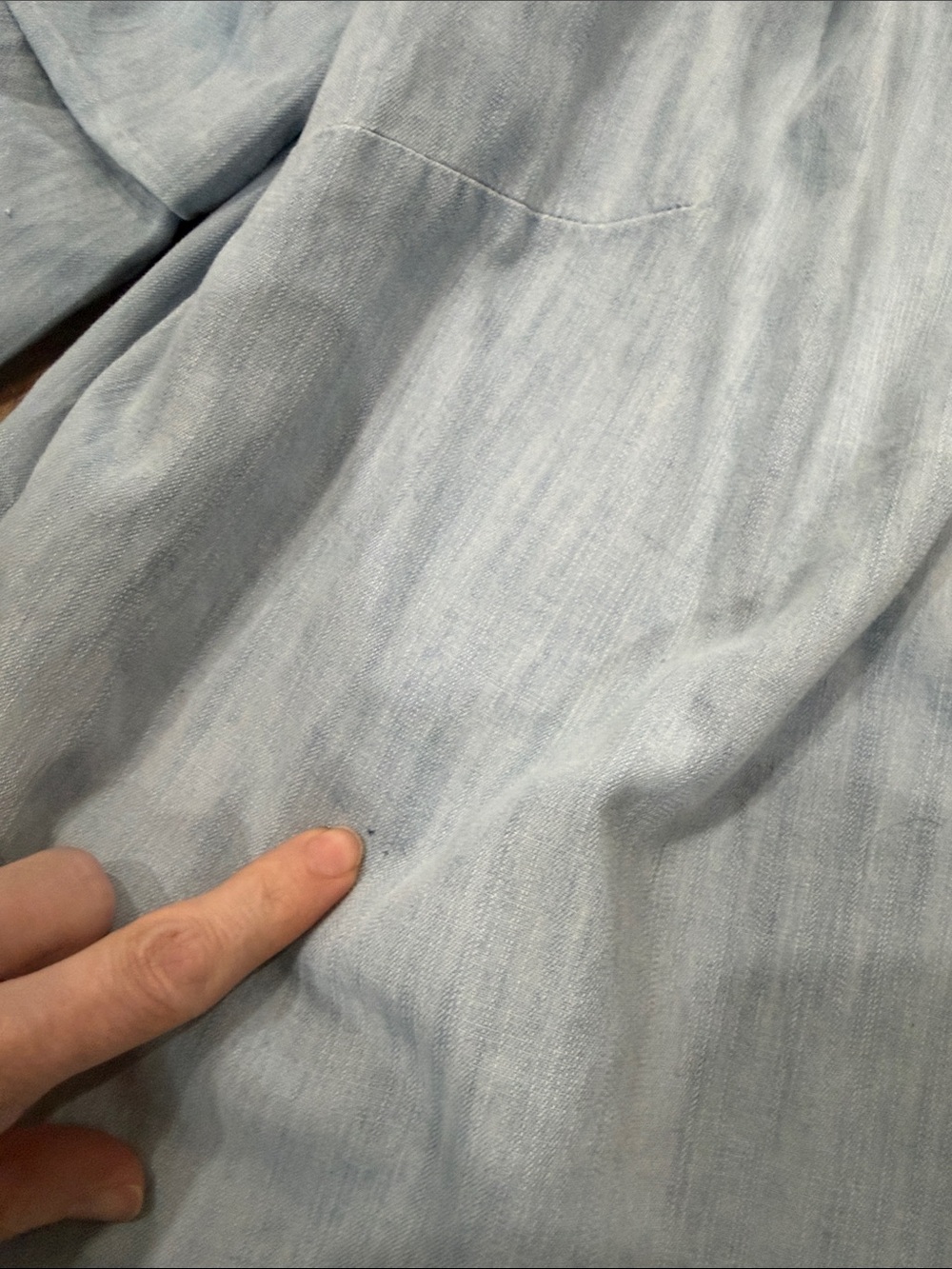 Lane Bryant Chambray Off-Shoulder Ruffle Sleeve Top - Picture 6 of 7